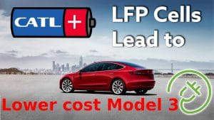 Hình ảnh xe hơi và pin lfp với mục tiêu thể hiện là pin lfp sẽ giúp giảm giá thành cho xe hơi điện