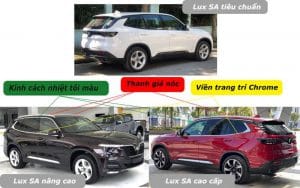 So sánh ngoại thất ba phiên bản xe VinFast Lux SA2.0