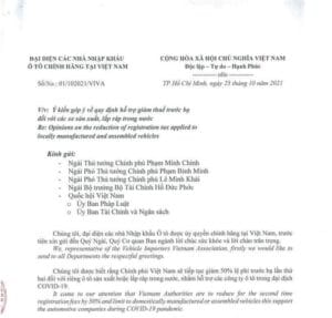 văn bản góp ý về việc giảm thuế trước bạ