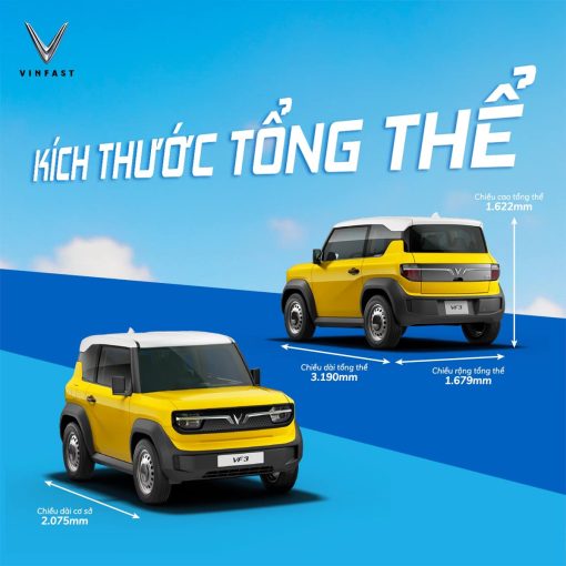 kích thước tổng thể của xe vinfast vf3