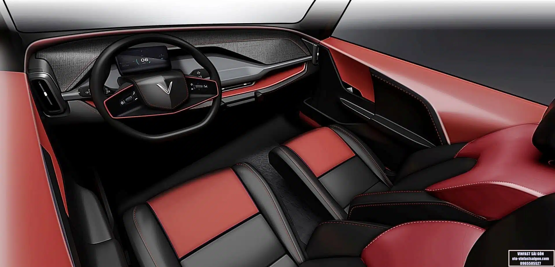 nội thất màu đỏ xe vinfast vf3
